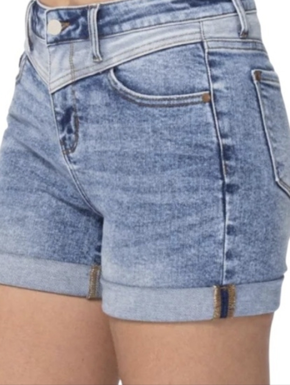 Judy Blue Twice As Much Full Size Run Two-Tone Yoke Shorts 1XL - Picture 3 of 12